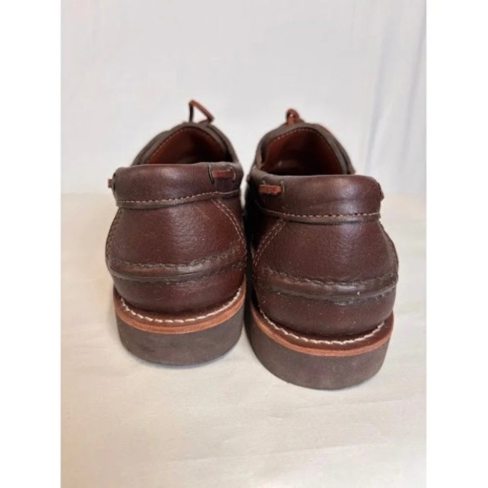 G.H. Bass Camp Moc Brown Leather Boat Shoes Vibram Gumlite Mens 9.5 EE
